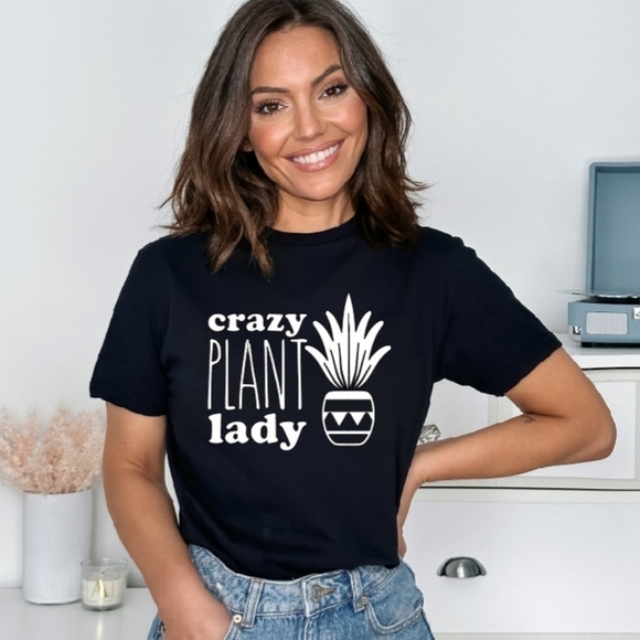 Hand Crafted Tops - Crazy plant lady tee shirt